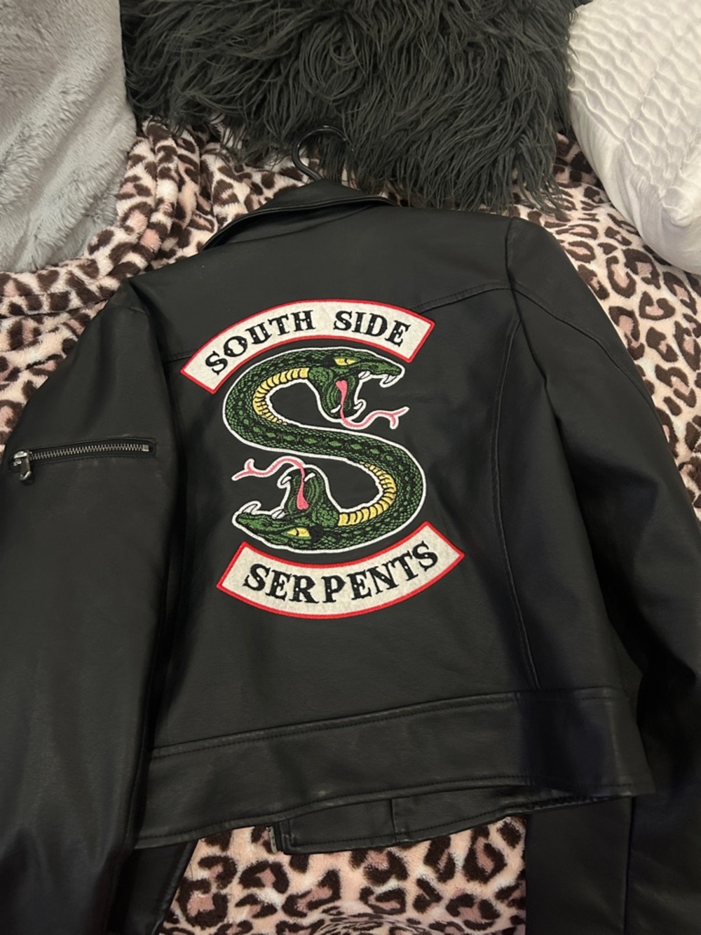Hot Topic Black Riverdale Faux Leather Jacket with Patch Detail
